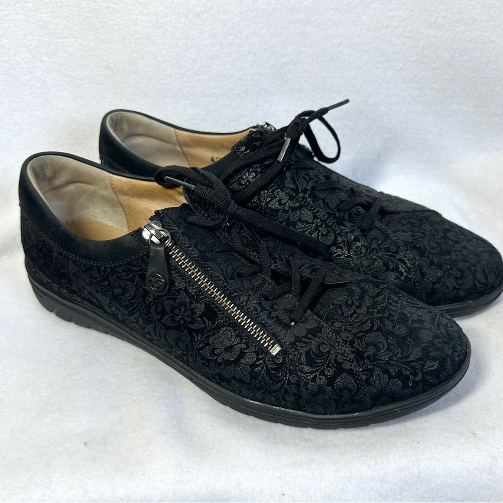 Hartjes XS Comfort Shoes US 10.5 Black Casual Sneakers Zipper Laces